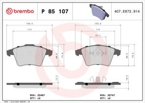 Brembo P 85 107 - Brzdové platničky -