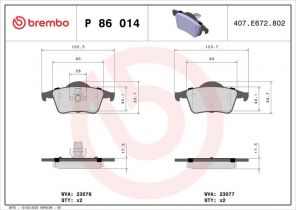 Brembo P 86 014 - Brzdové platničky -