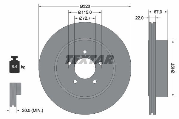 Textar 92177203 - Brzdový kotúč -