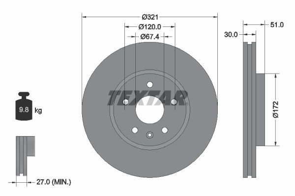 Textar 92187003 - Brzdový kotúč -