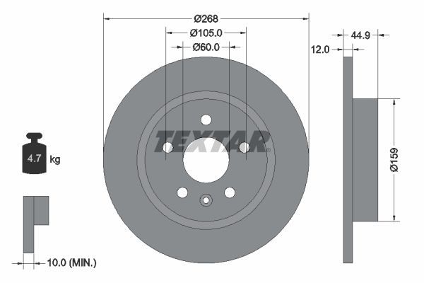 Textar 92205503 - Brzdový kotúč -