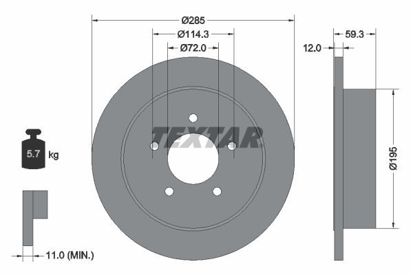 Textar 92194003 - Brzdový kotúč -
