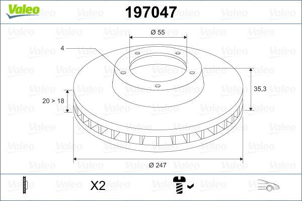 Valeo 197047 - Brzdový kotúč -