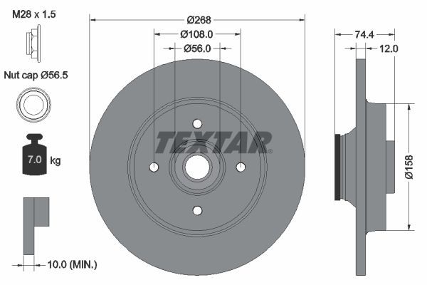 Textar 92168703 - Brzdový kotúč -