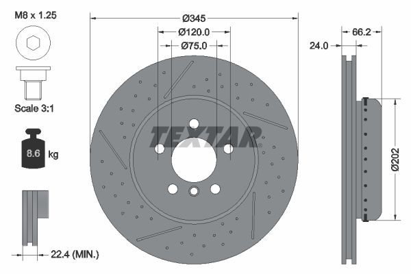 Textar 92265525 - Brzdový kotúč -