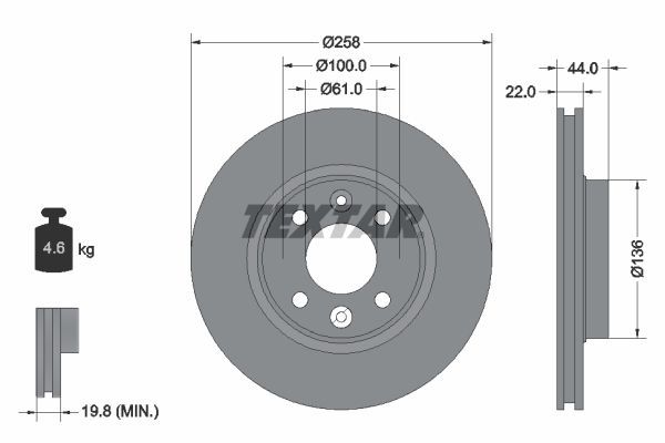 Textar 92255203 - Brzdový kotúč -
