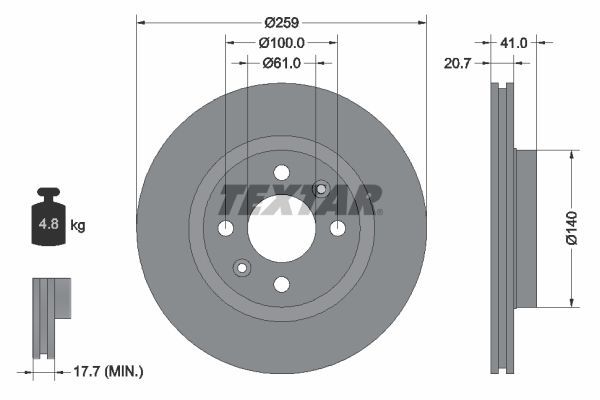 Textar 92292103 - Brzdový kotúč -