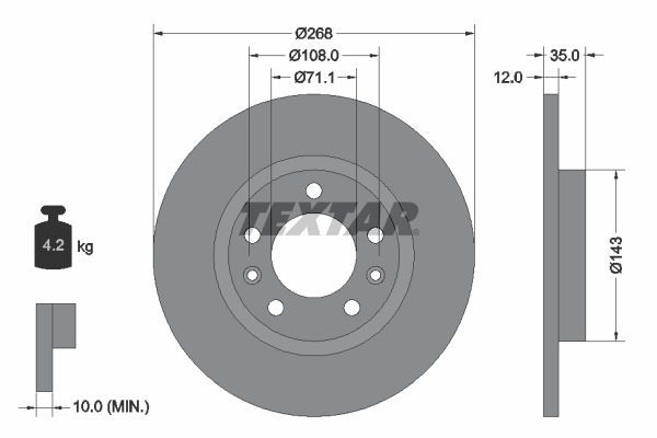 Textar 92268003 - Brzdový kotúč -