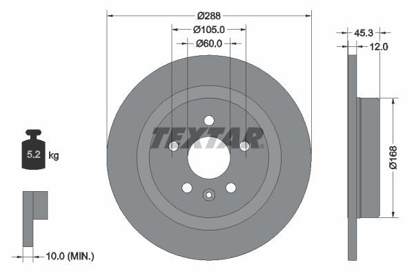 Textar 92275203 - Brzdový kotúč -