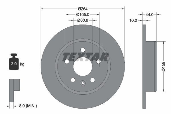 Textar 92275303 - Brzdový kotúč -