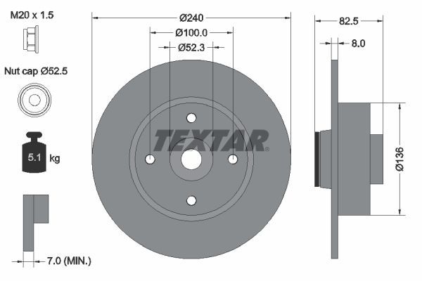Textar 92154403 - Brzdový kotúč -