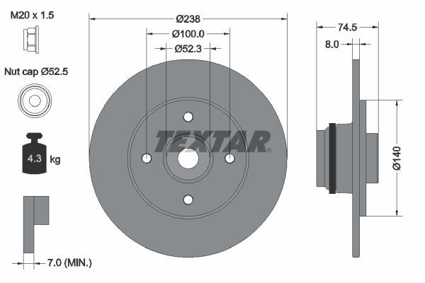 Textar 92154003 - Brzdový kotúč -