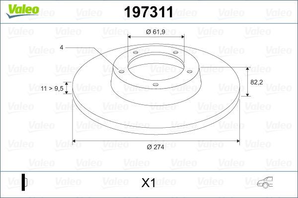 Valeo 197311 - Brzdový kotúč -