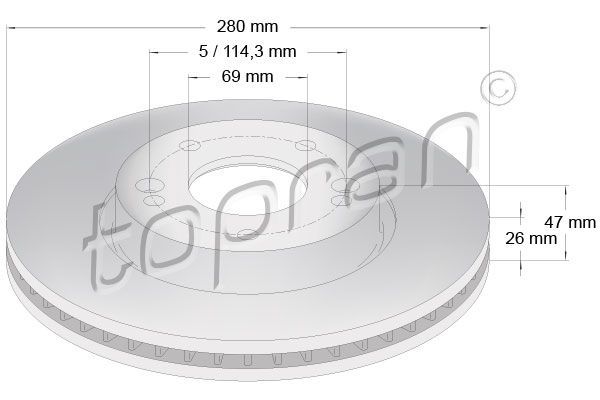 Topran 820 376 - Brzdový kotúč -