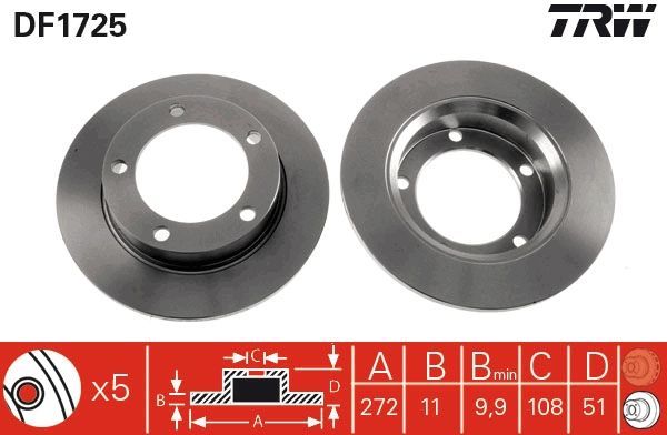 TRW DF1725 - Brzdový kotúč -