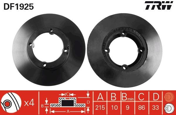 TRW DF1925 - Brzdový kotúč -