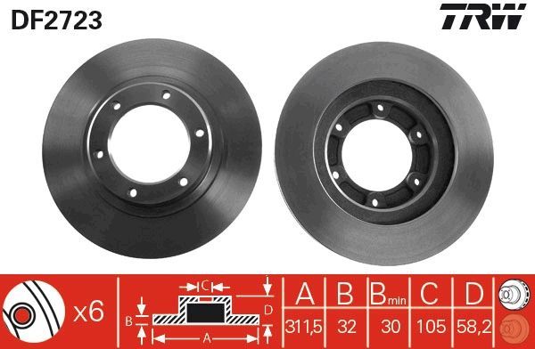 TRW DF2723 - Brzdový kotúč -
