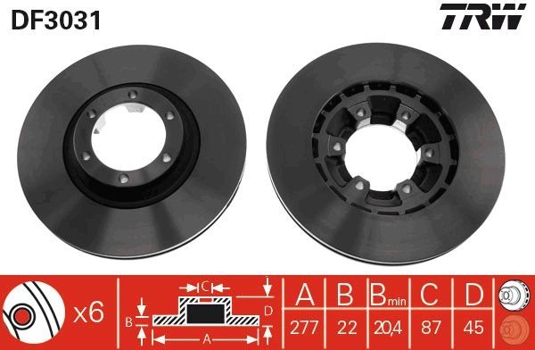 TRW DF3031 - Brzdový kotúč -