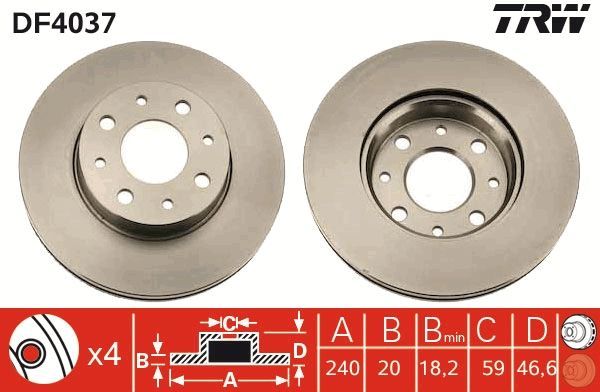 TRW DF4037 - Brzdový kotúč -