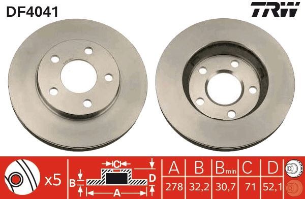 TRW DF4041 - Brzdový kotúč -