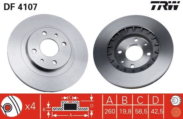 TRW DF4107 - Brzdový kotúč -