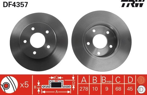 TRW DF4357 - Brzdový kotúč -
