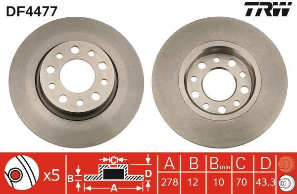 TRW DF4477 - Brzdový kotúč -