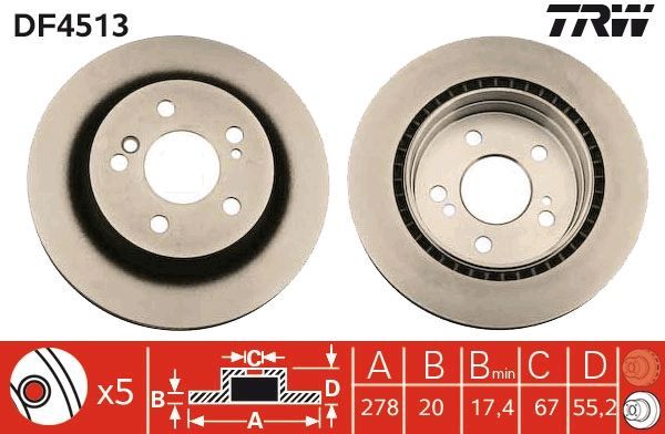 TRW DF4513 - Brzdový kotúč -