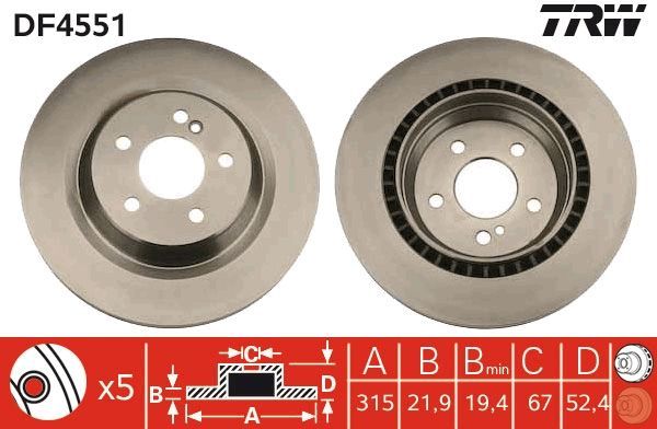 TRW DF4551 - Brzdový kotúč -