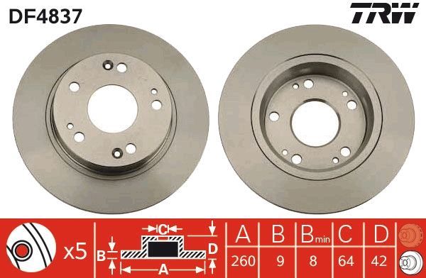 TRW DF4837 - Brzdový kotúč -