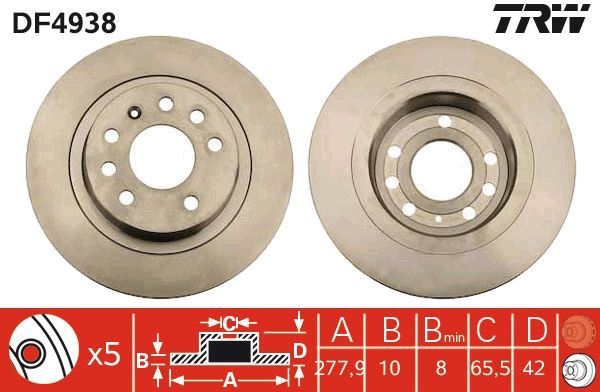 TRW DF4938 - Brzdový kotúč -
