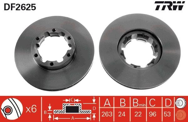 TRW DF2625 - Brzdový kotúč -