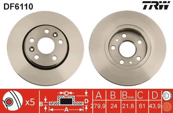 TRW DF6110 - Brzdový kotúč -