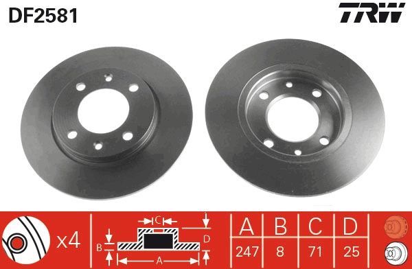 TRW DF2581 - Brzdový kotúč -