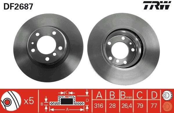 TRW DF2687 - Brzdový kotúč -