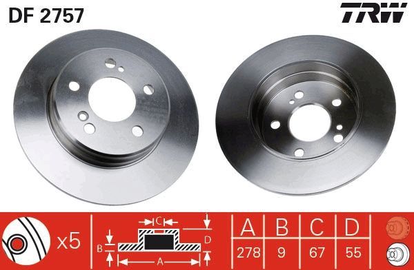 TRW DF2757 - Brzdový kotúč -