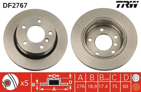 TRW DF2767 - Brzdový kotúč -