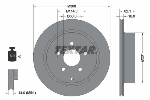 Textar 92149303 - Brzdový kotúč -