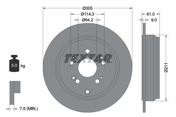 Textar 92162503 - Brzdový kotúč -
