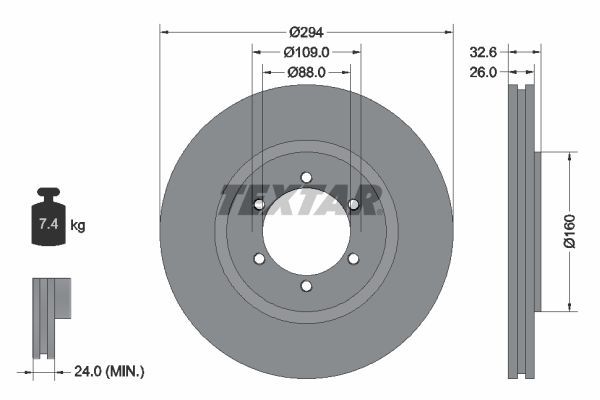 Textar 92162600 - Brzdový kotúč -