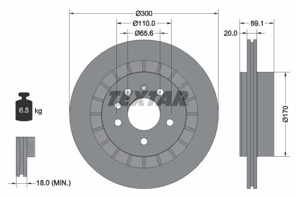 Textar 92164900 - Brzdový kotúč -