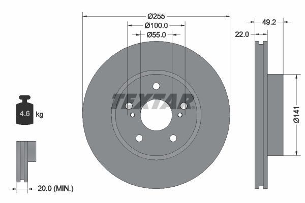 Textar 92179503 - Brzdový kotúč -