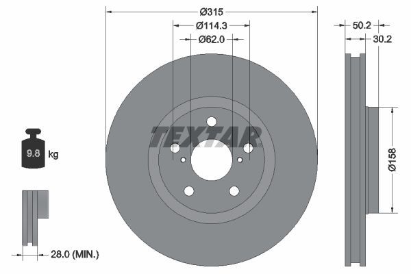 Textar 92185603 - Brzdový kotúč -