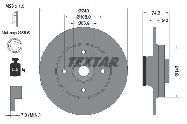 Textar 92194103 - Brzdový kotúč -