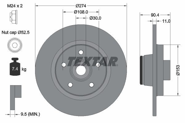 Textar 92196203 - Brzdový kotúč -