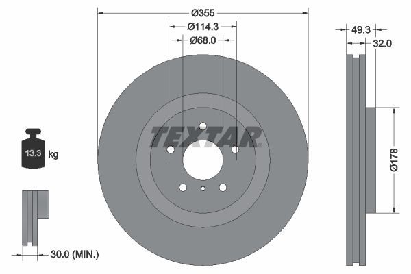 Textar 92199105 - Brzdový kotúč -