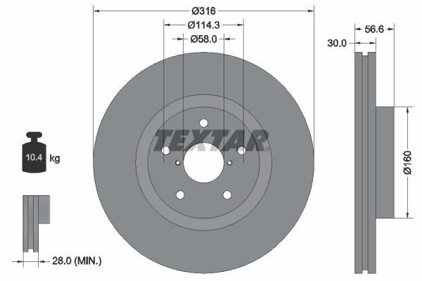 Textar 92199203 - Brzdový kotúč -