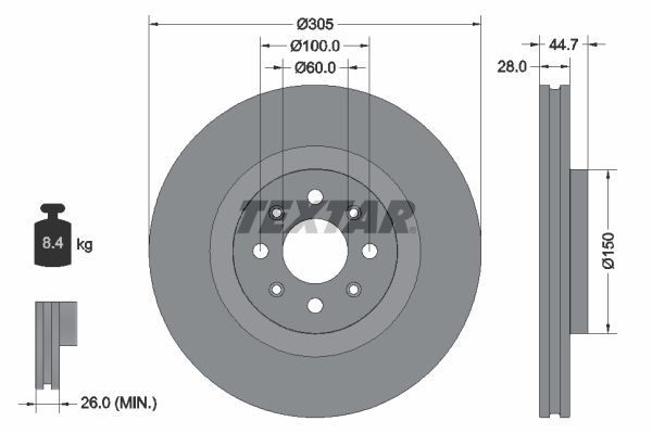Textar 92202203 - Brzdový kotúč -