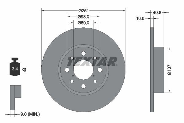 Textar 92202303 - Brzdový kotúč -