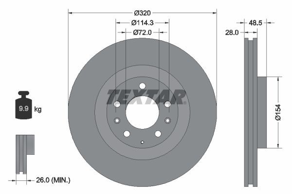 Textar 92203403 - Brzdový kotúč -